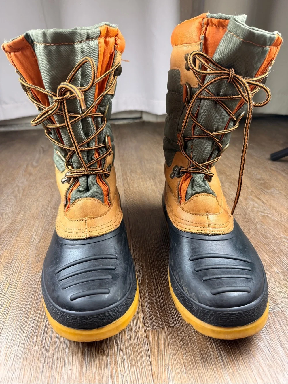 Lands' End Vintage Duck Boots Color-Block Lace-Up Insulated | Women 9.5 Men 8